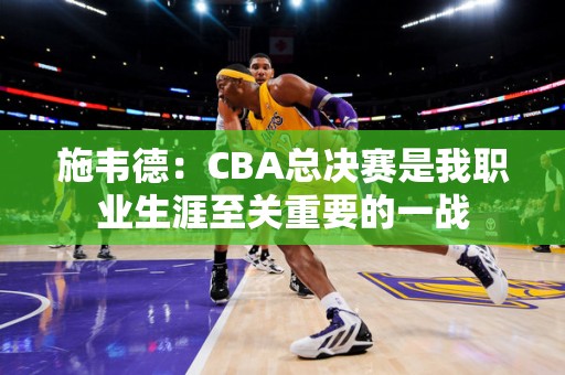 施韦德：CBA总决赛是我职业生涯至关重要的一战